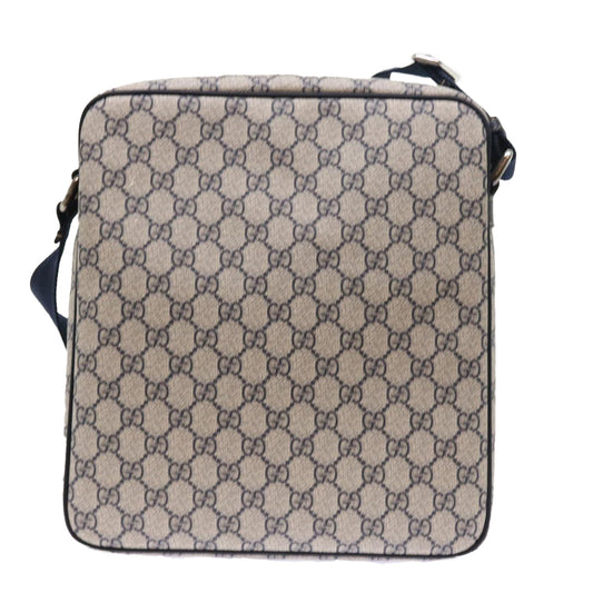 Luxury Gucci GG Supreme Shoulder Bag PVC Leather Gray Navy 201448 54703