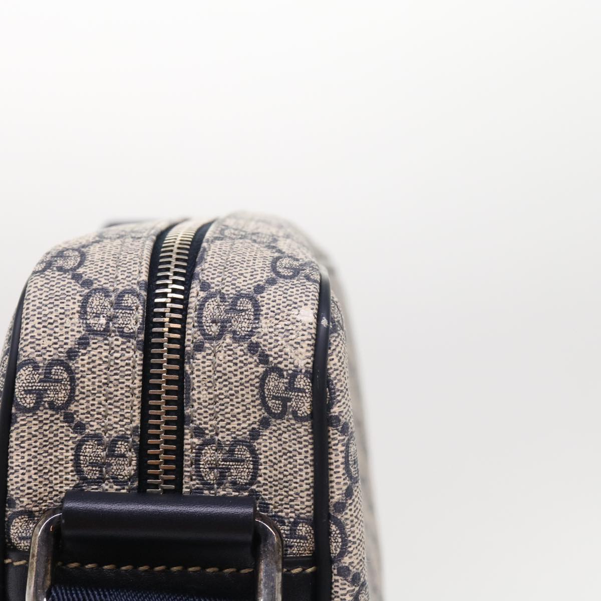 Luxury Gucci GG Supreme Shoulder Bag PVC Leather Gray Navy 201448 54703