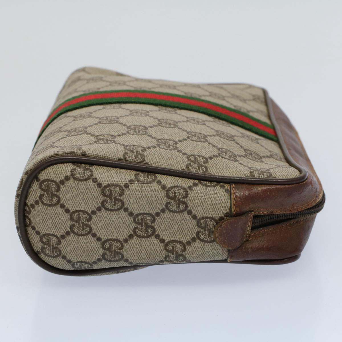 Luxury Gucci GG Canvas Web Sherry Line Clutch Bag Beige Red Green 84 01 012 54726