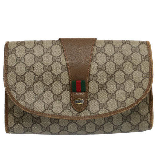 Luxury Gucci GG Canvas Web Sherry Line Clutch Bag Beige Red Green 89 01 030 54732