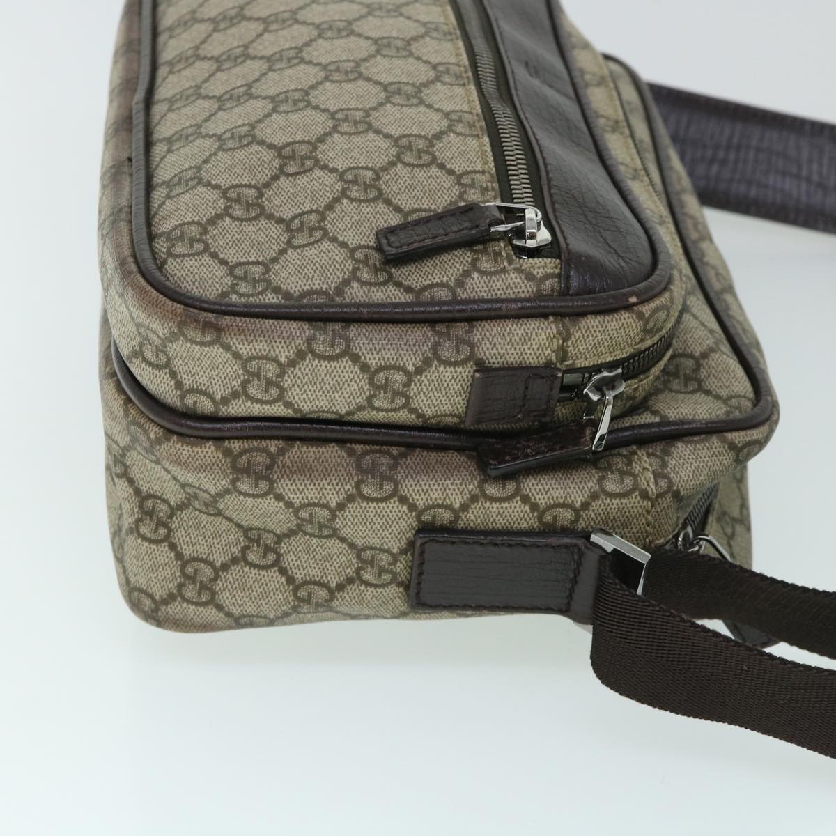 Luxury Gucci GG Canvas Shoulder Bag PVC Leather Beige 114531 54753