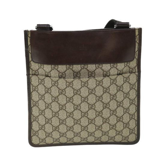 Luxury Gucci GG Canvas Shoulder Bag PVC Leather Beige 27639 54754