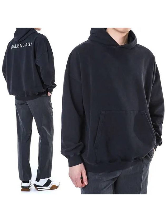 Luxury Balenciaga Logo Back Large Fit Hoodie Black