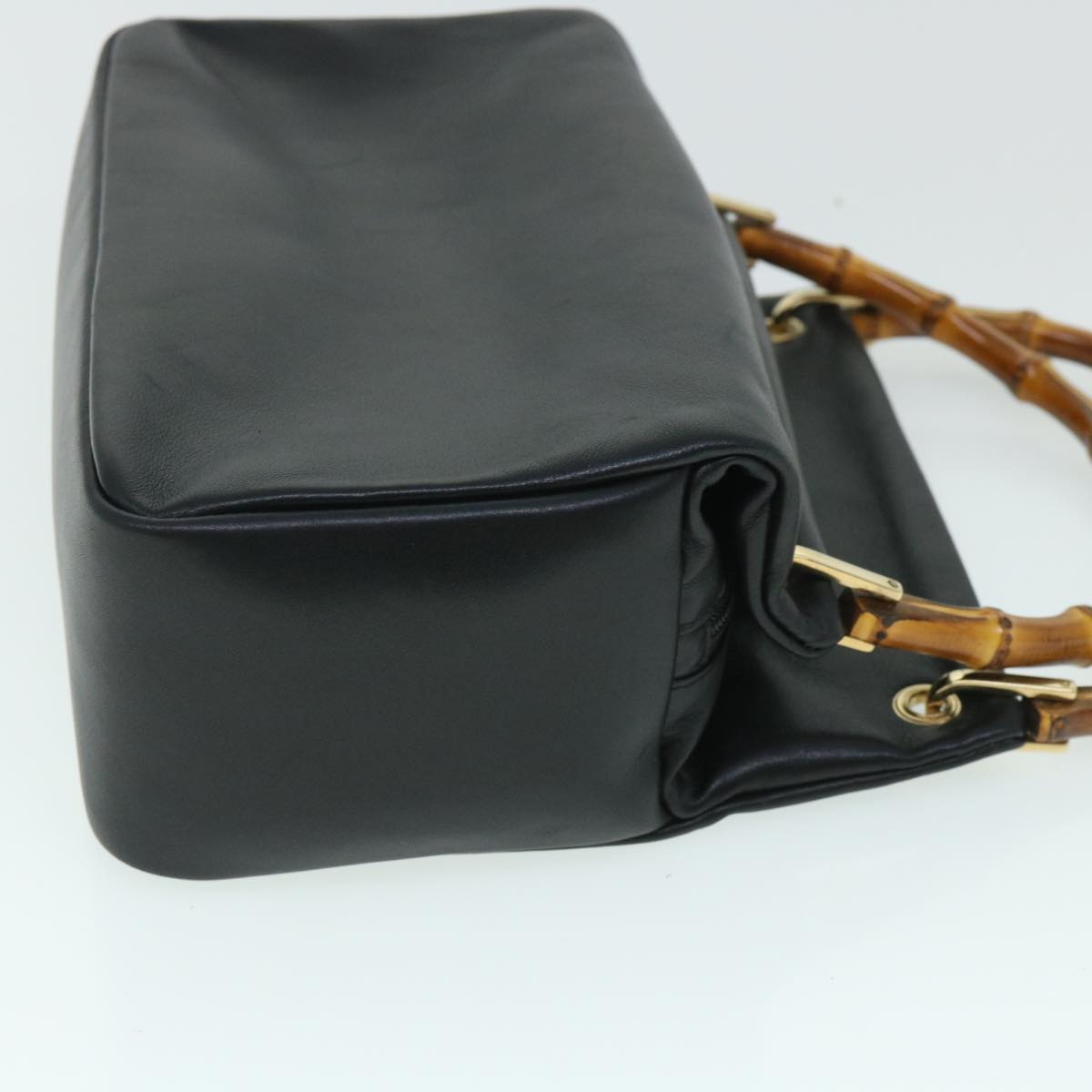 Luxury Gucci Bamboo Hand Bag Leather Black 54902