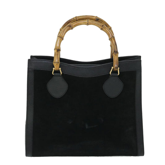 Luxury Gucci Bamboo Hand Bag Suede Leather Black 002 2865 0260 54914