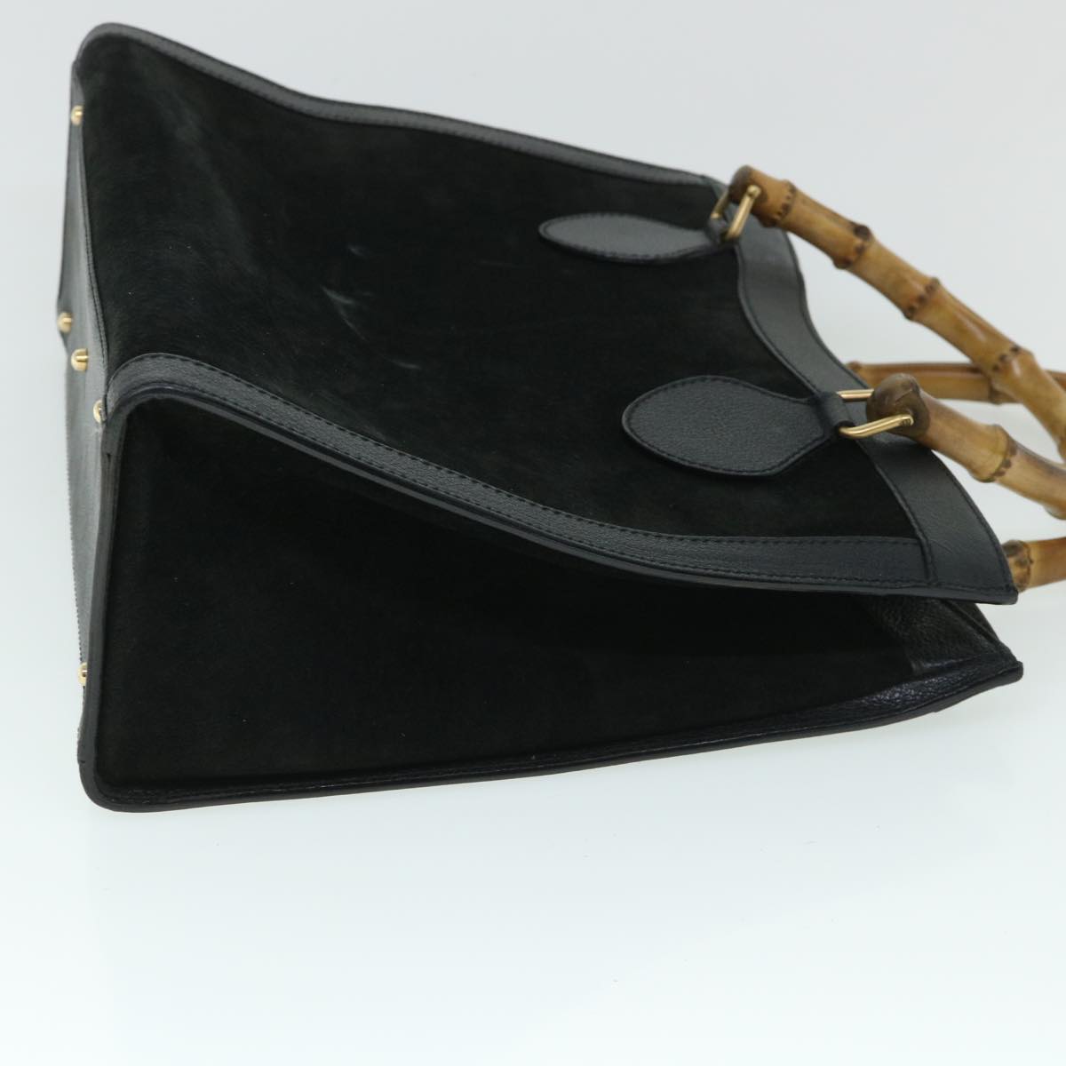 Luxury Gucci Bamboo Hand Bag Suede Leather Black 002 2865 0260 54914