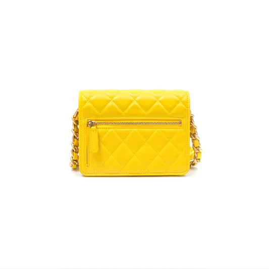 Chanel Lacquered Chain Mini WOC Yellow Lambskin