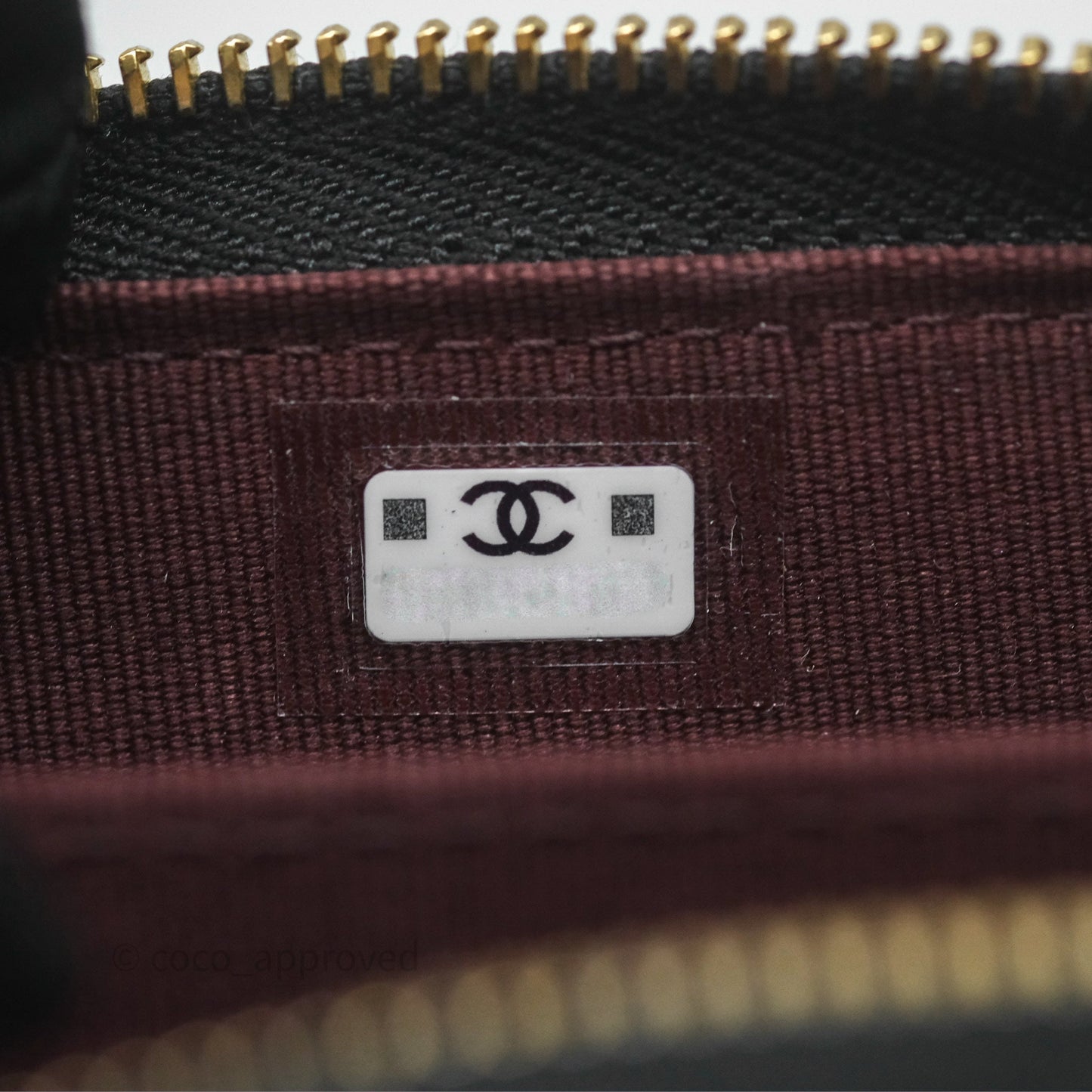 Chanel Quilted Zip Card Holder Black Caviar Gold Hardware