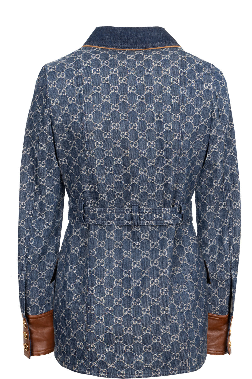 Luxury Gucci Trending 2025 Jacquard GG Leather Detail Denim Jacket