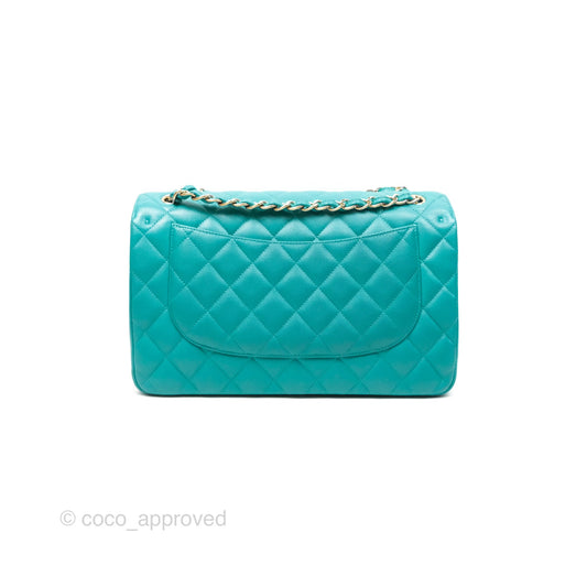 Chanel Jumbo Double Flap Turquoise Caviar Gold Hardware