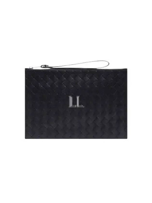 Luxury Bottega Veneta Intrecciato Strap Large Clutch Bag Black