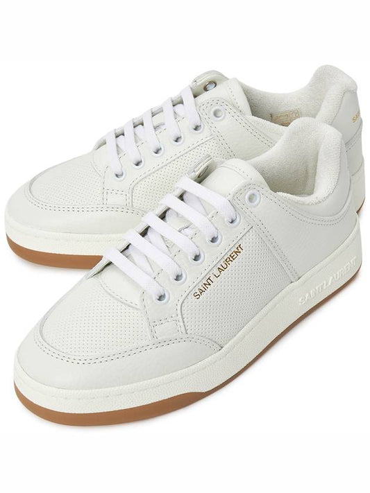 Luxury Saint Laurent SL 61 Logo Signature Leather Low Top Sneakers White