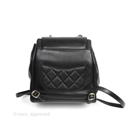 Chanel Quilted Business Affinity Backpack Black Caviar Light Gold Hardware
