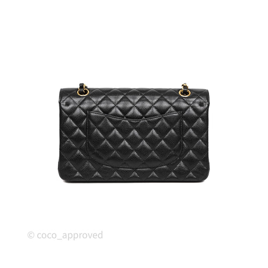 Chanel Classic M/L Medium Flap Quilted Black Caviar Gold Hardware