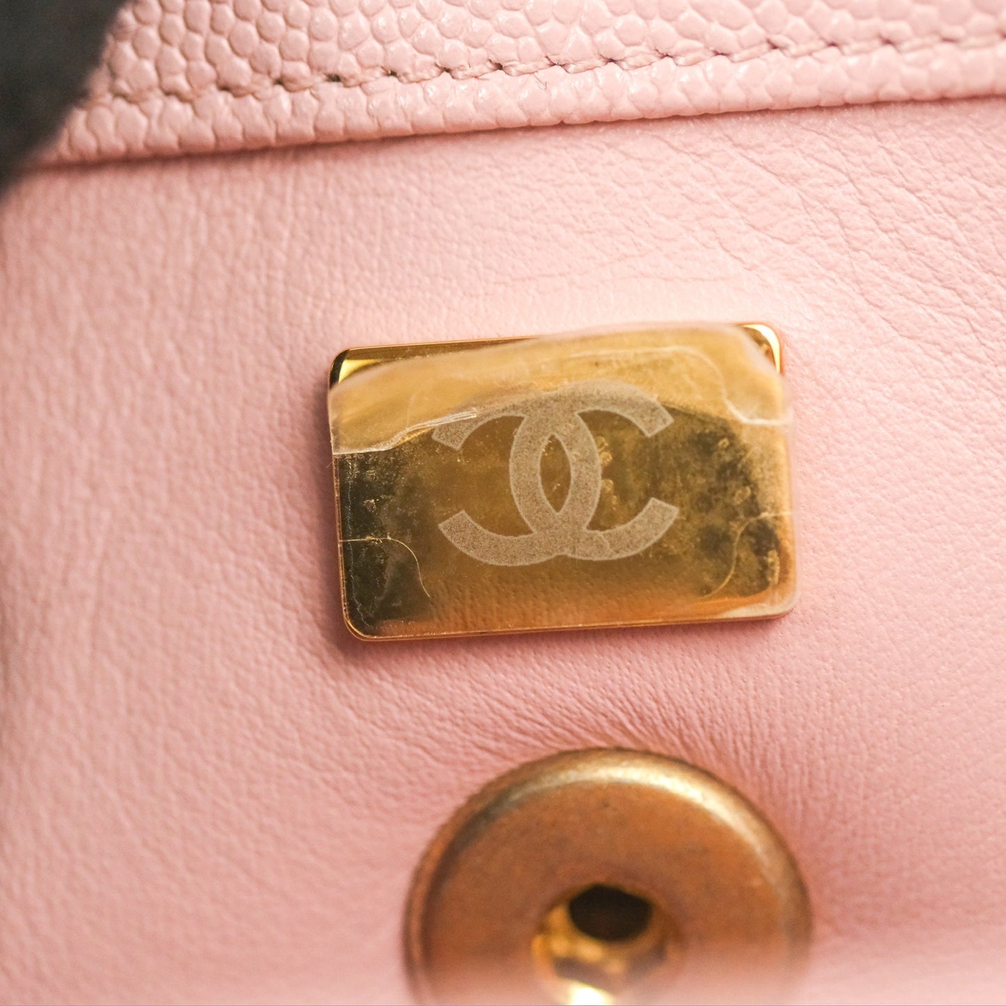 Chanel Carry Me Top Handle Flap Bag Pink Caviar Aged Gold Hardware 23S