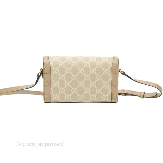 Gucci Horsebit 1955 Mini Bag Beige/White GG Supreme Canvas