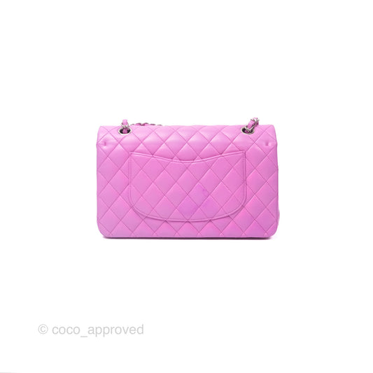 Chanel Medium Classic Flap Quilted Purple Lambskin Silver Hardware