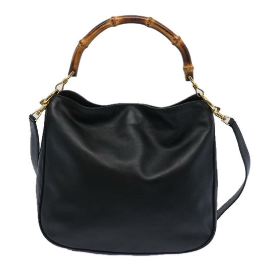 GUCCI Bamboo Shoulder Bag Leather 2way Black 59479