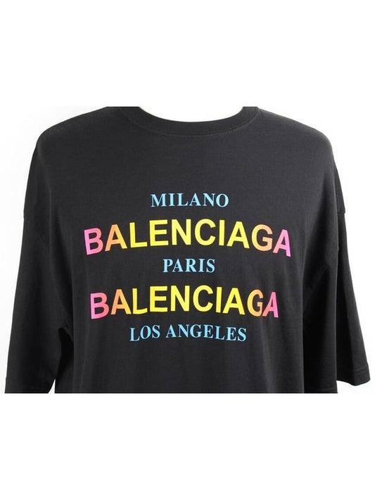 Luxury Balenciaga Rainbow logo short sleeve t shirt S