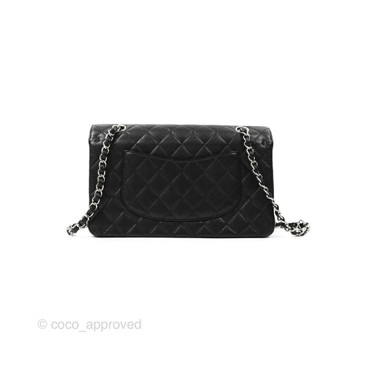 Chanel Classic M/L Medium Flap Quilted Black Caviar Silver Hardware
