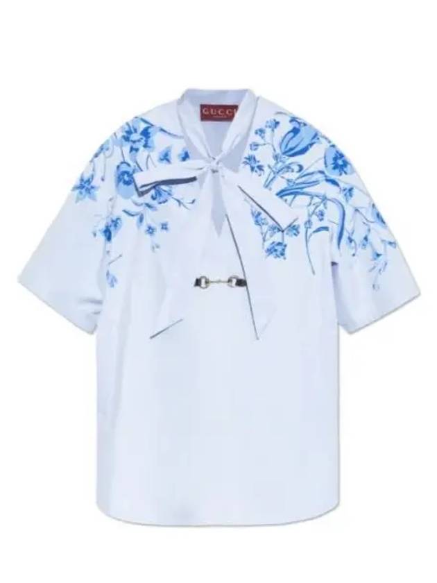 Luxury Gucci Trending 2025 Poplin Horsebit Cotton Short Dress Light Blue