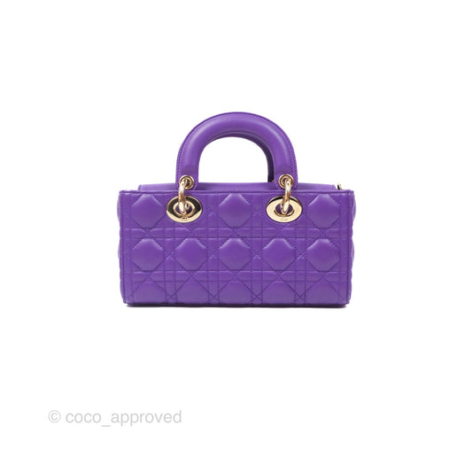 Dior Small Lady D-Joy Bag Purple Lambskin Cannage Gold Hardware
