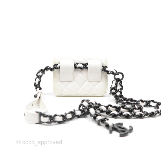 Chanel My Everything Belt Flap Card Holder White Caviar Incognito Hardware
