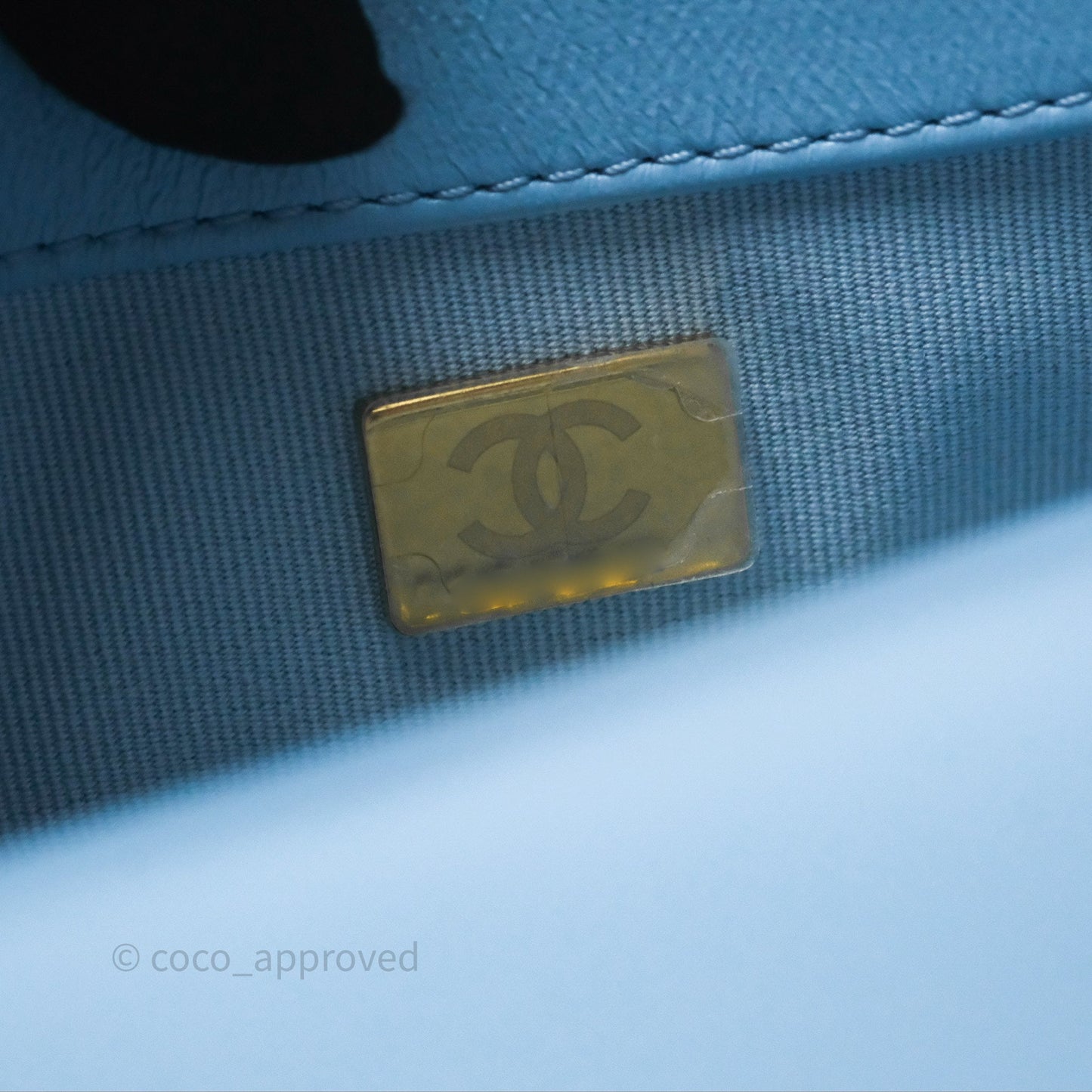 Chanel Small Flap Bag Blue Lambskin Gold and Lacquered Metal 22S