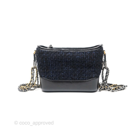 Chanel Small Gabrielle Hobo Black Navy Tweed