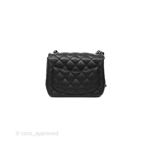 Chanel Mini Square Quilted Black Caviar Silver Hardware
