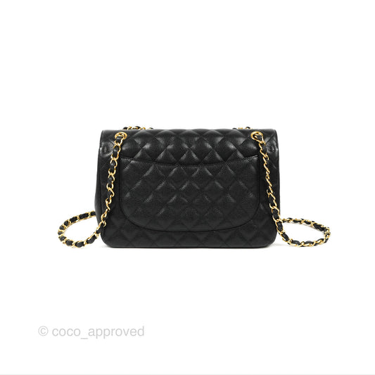 Chanel Jumbo Double Flap Black Caviar Gold Hardware
