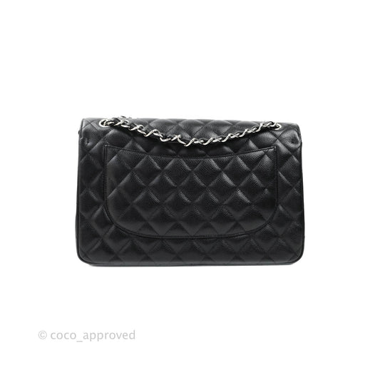 Chanel Jumbo Double Flap Black Caviar Silver Hardware
