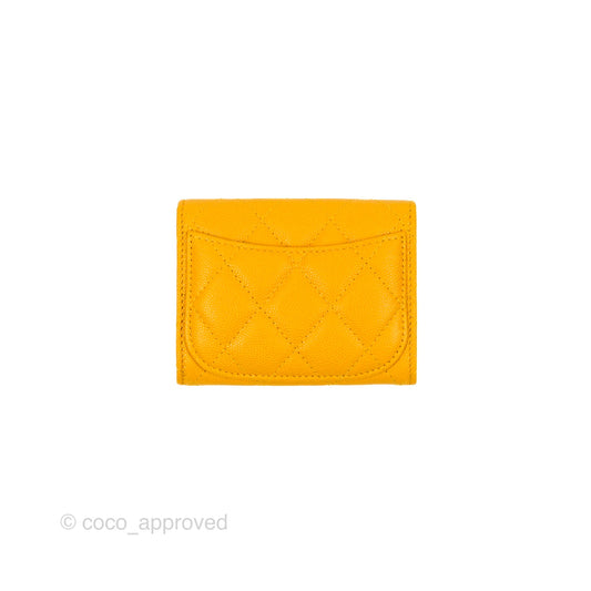 Chanel Classic Flap Coin Purse Yellow Caviar Gold Hardware
