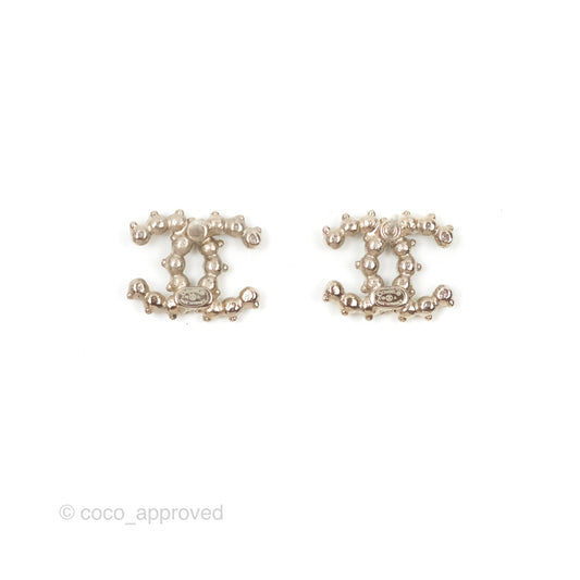 Chanel Black CC Earrings Silver Tone 18A
