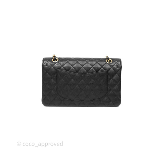Chanel Classic M/L Medium Flap Quilted Black Caviar Gold Hardware