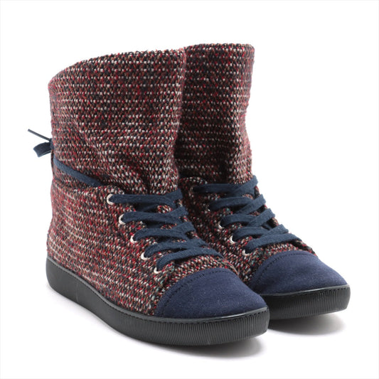 Chanel Coco 14AW Tweed Highcut Sneaker 40 1/2 Multicolor G30136