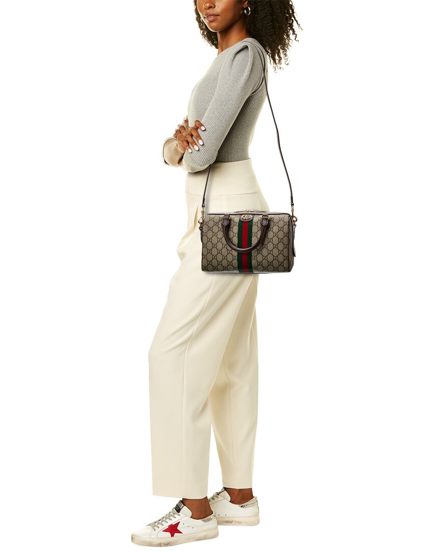 Luxury Gucci Trending 2025 Ophidia GG Small Top Handle GG Supreme Canvas & Leather Bag