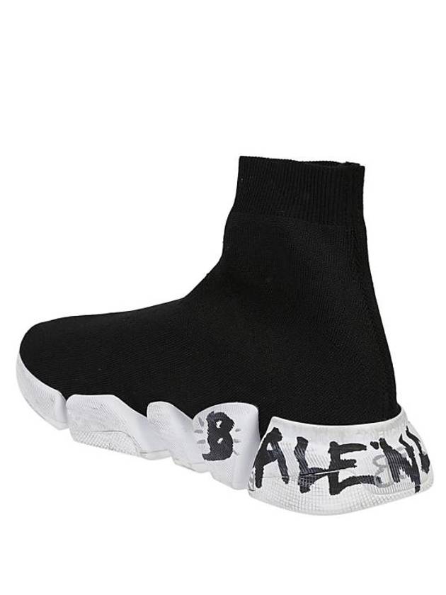Luxury Balenciaga Speed 2.0 Graffiti Knit High Top Sneakers Black