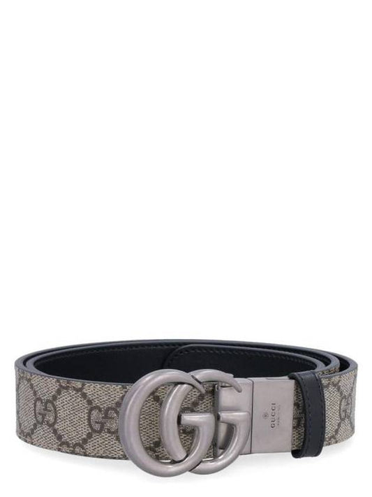 Luxury Gucci Trending 2025 GG Marmont Silver Reversible Thin Belt Beige