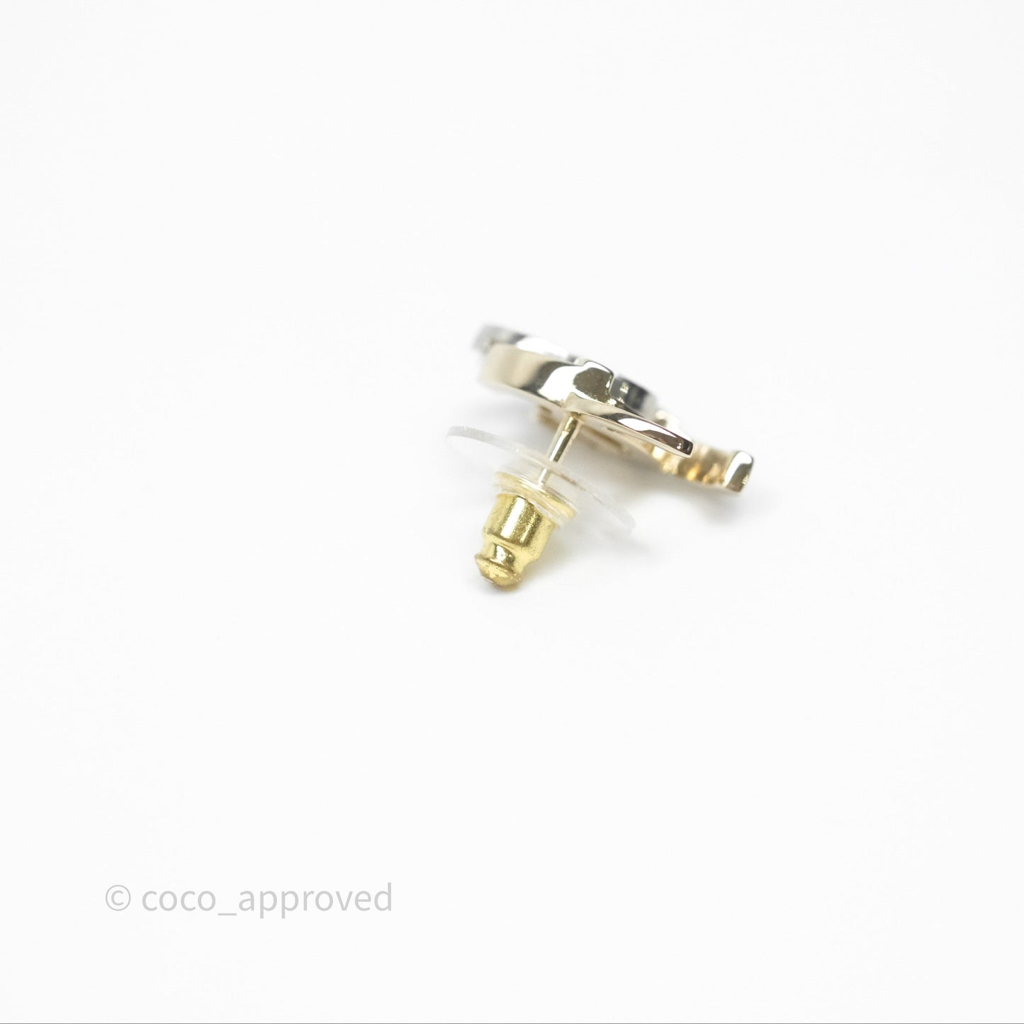 Chanel Double Crystal CC Earrings Silver & Gold Tone 21A