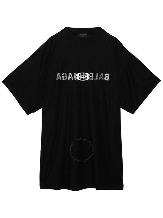 Luxury Balenciaga Logo Print Short Sleeve T-Shirt Black