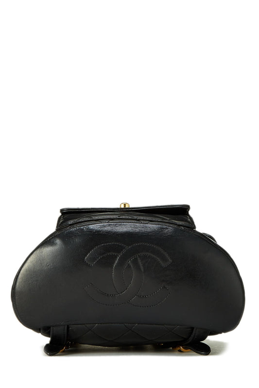 Chanel, Black Quilted Lambskin 'CC' Classic Backpack Medium, Black