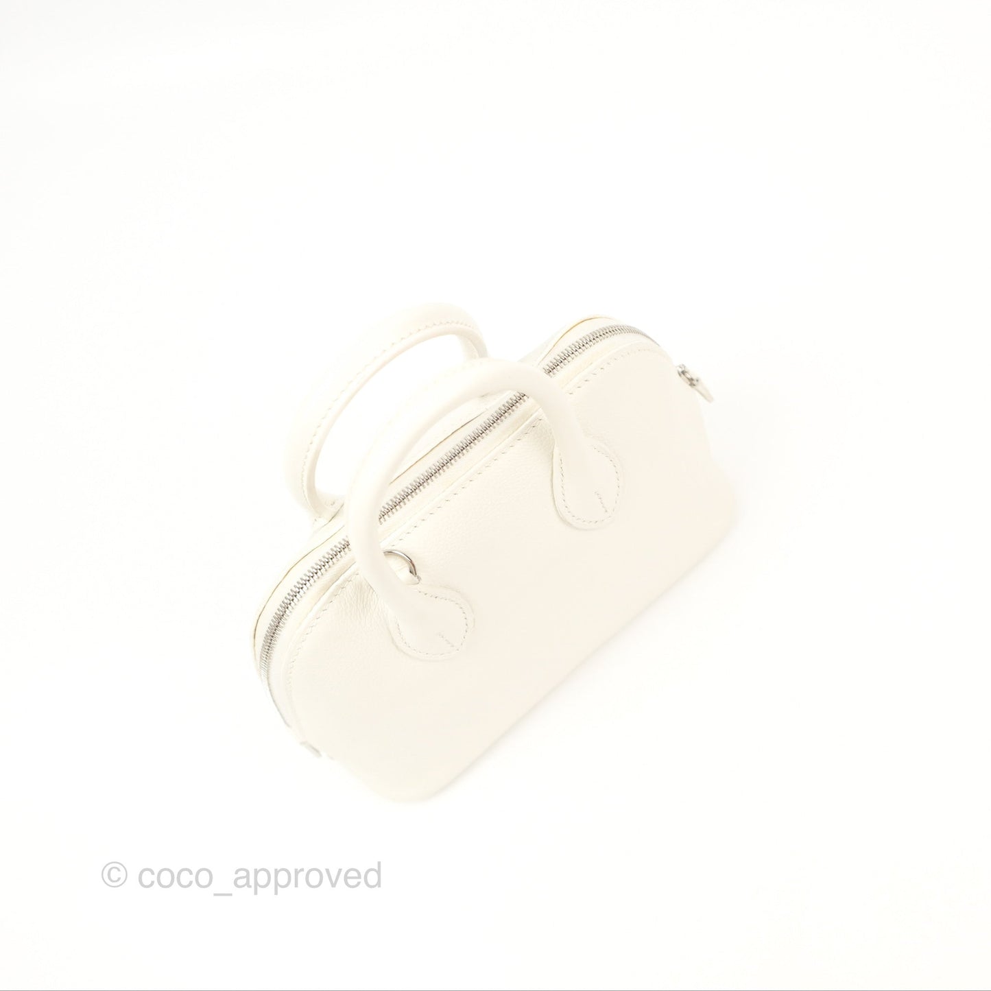 Hermès Mini Bolide 1923 White/Lime Evercolor Palladium Hardware