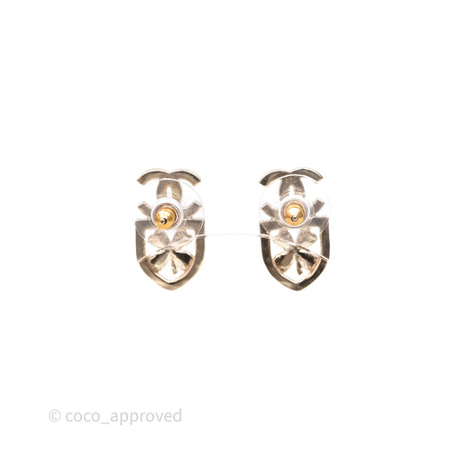 Chanel Crystal CC Clover Earrings Gold Tone 20B