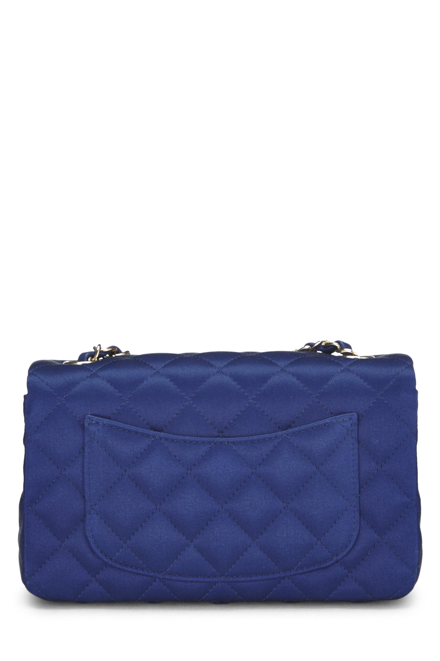 Chanel, Navy Satin Rectangular Flap Small, Navy