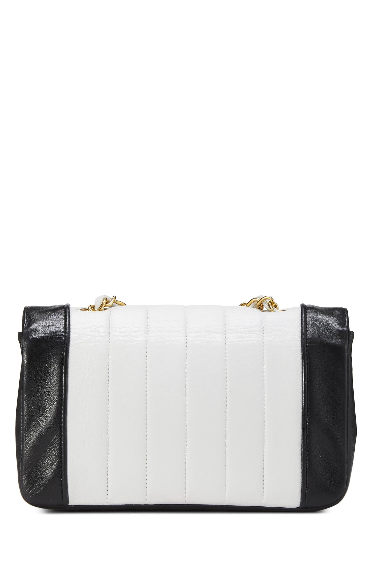 Chanel, White & Black Vertical Lambskin Border Flap Mini, Multi