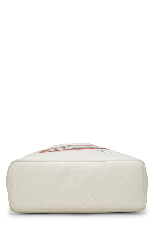 Chanel, White Canvas Mobile Art Tote, White