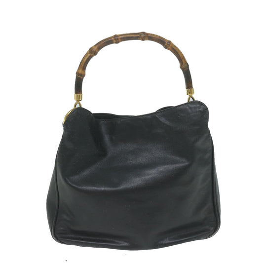 GUCCI Bamboo Shoulder Bag Leather 2way Black 62332