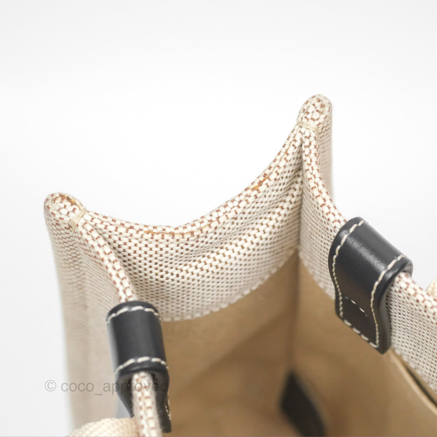Chloe Small Woody Tote Bag Cotton Canvas & Black Calfskin with Woody Ribbon