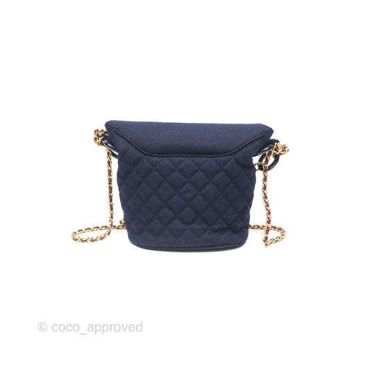 Chanel Paris Hamburg Charms Bucket Bag Navy Wool Lambskin